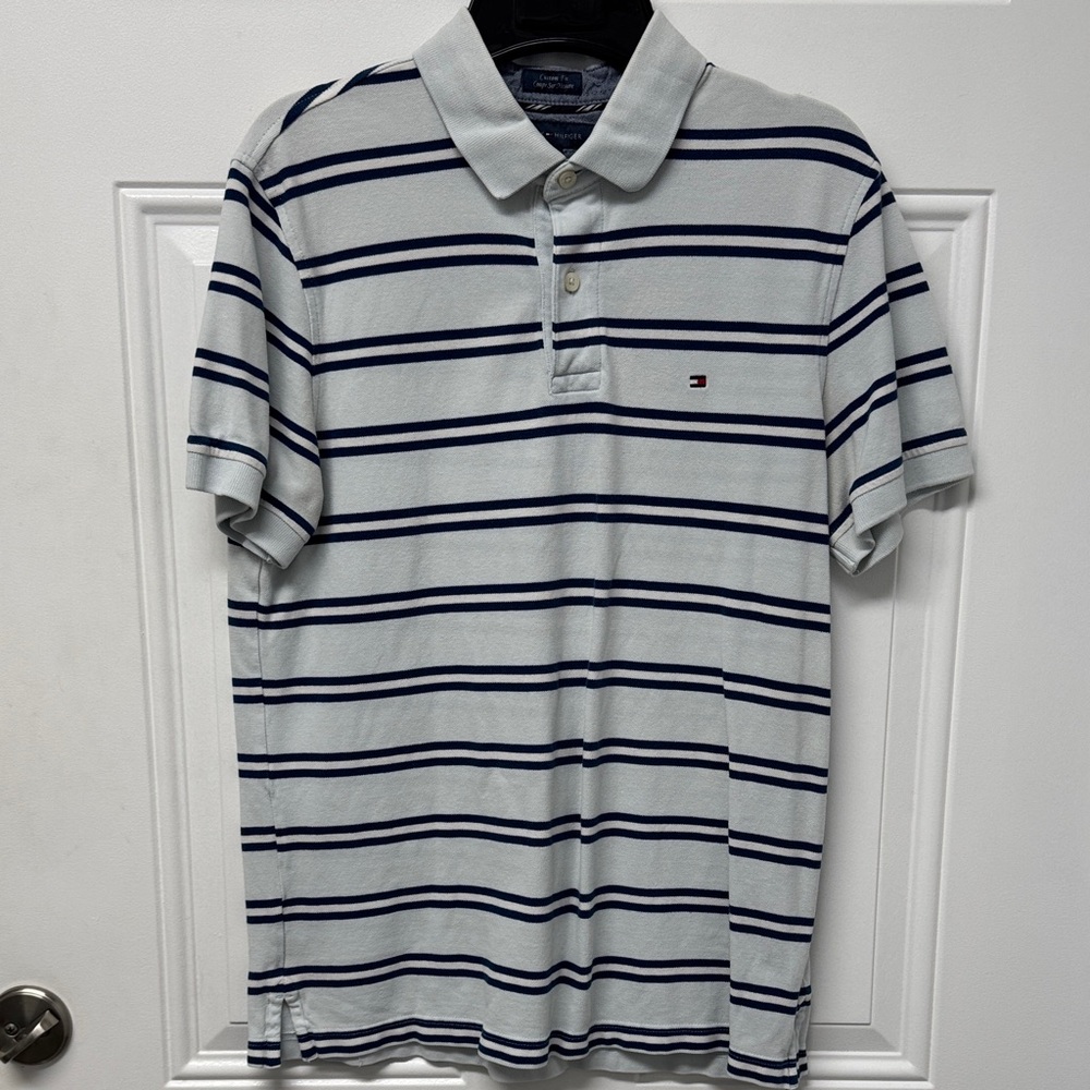 Tommy Hilfiger Men's Polo with Navy Stripes